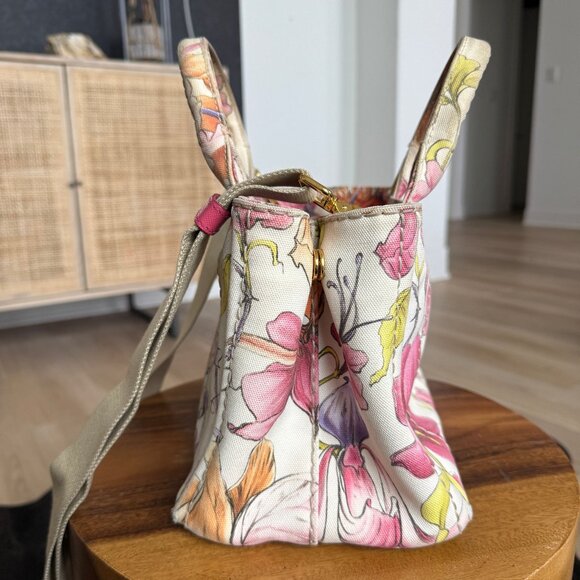 Authentic Rare Prada James Jean fairy 2-way floral canvas shoulder tote - Picture 4 of 11